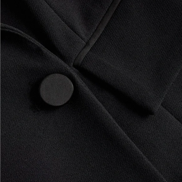 Express Double Breasted Padded Shoulder Tuxedo Maxi Blazer Dress Black Small NWT - Picture 8 of 15